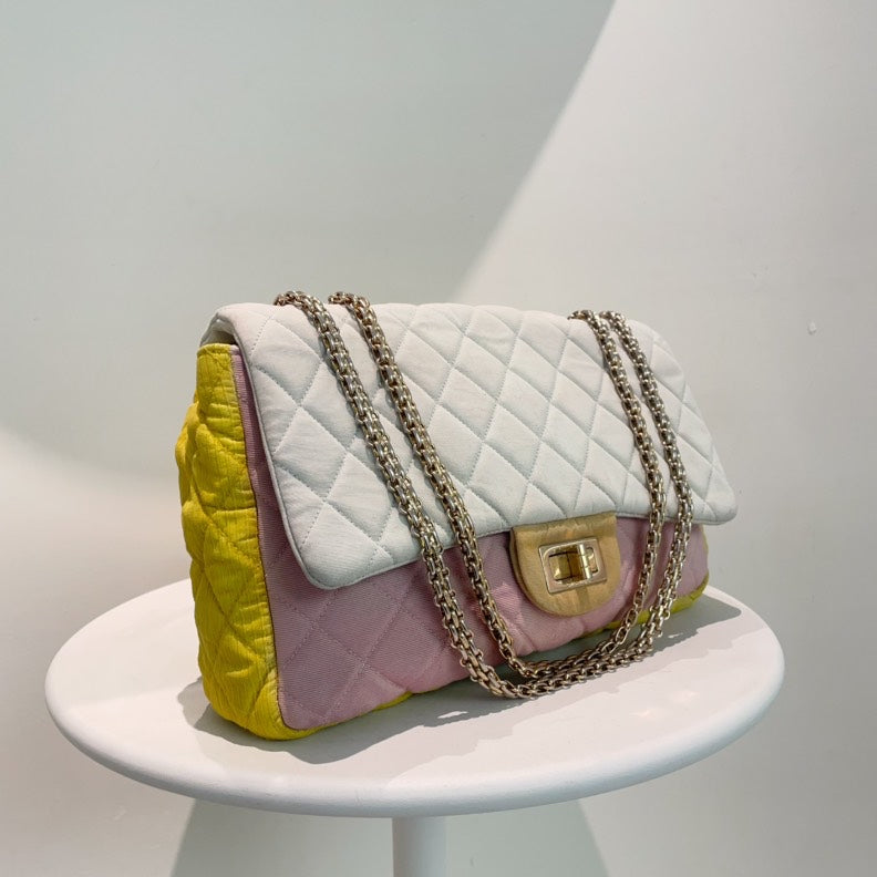 Top Quality Chanel 2.55 Bag White Pink Quilted Flap