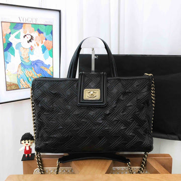 Top Quality Chanel medallion black leather tote bag
