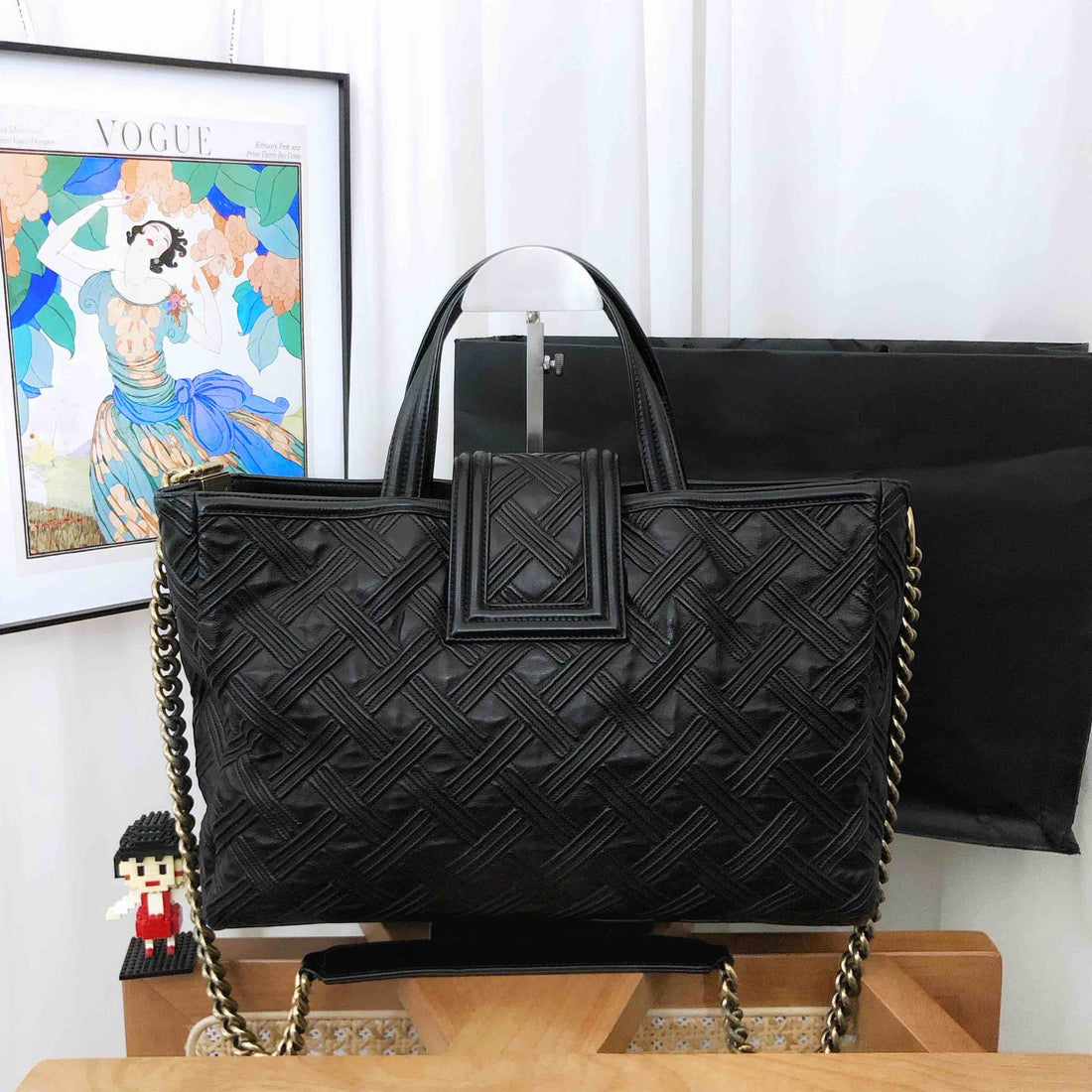 Top Quality Chanel medallion black leather tote bag