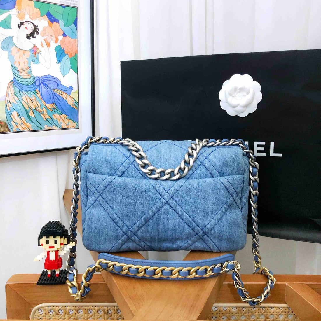 Top Quality Chanel denim 19 small microchip bag