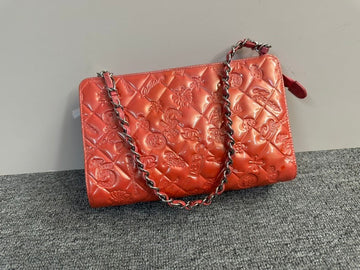 Chanel Embossed Red Crossbody Bag