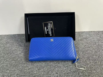Top Quality Chanel Classic Blue Wallet - , Full Set with Card