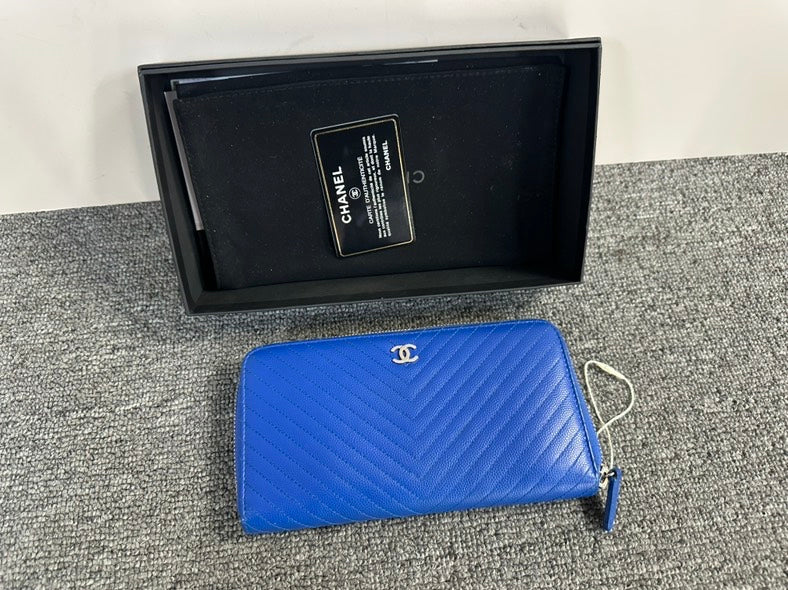 Top Quality Chanel Classic Blue Wallet - , Full Set with Card