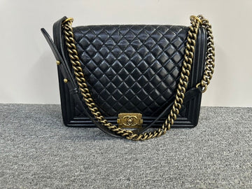 Top Quality Chanel Boy Bag Black Quilted Shoulder Bag