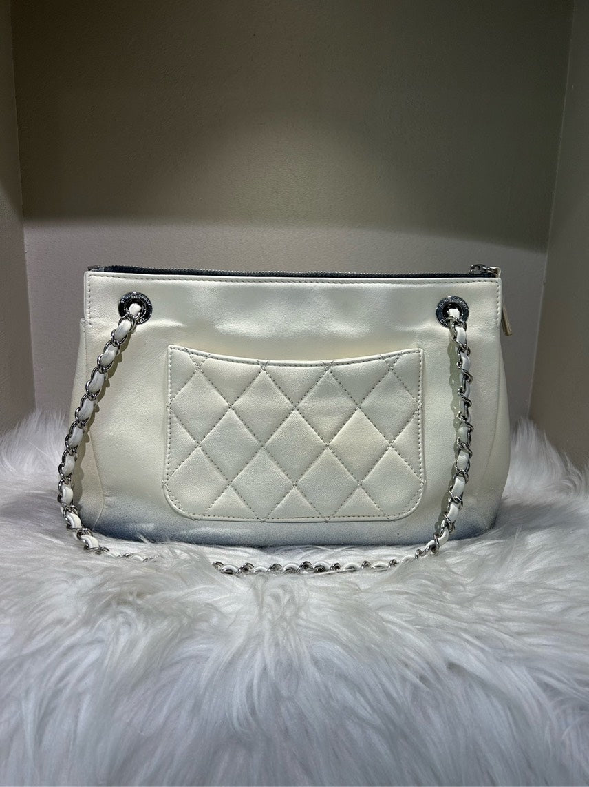 Top Quality Chanel Classic Quilted White Chain Shoulder Bag