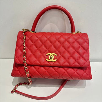 Top Quality Chanel Coco Handle Chain Bag Red Quilted Leather Top Handle Bag