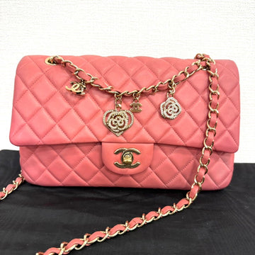 Top Quality Chanel Lambskin Single Flap Bag Medium Pink Shoulder Bag with Charms Series 19 FM0037