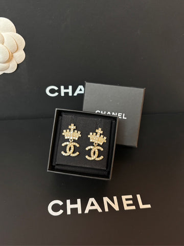 Top Quality Chanel Crown CC Earrings 21A Gold