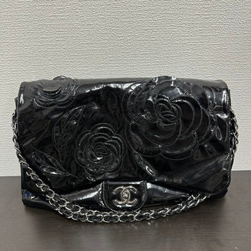 Top Quality Chanel V Black Floral Patent Leather Chain Shoulder Bag