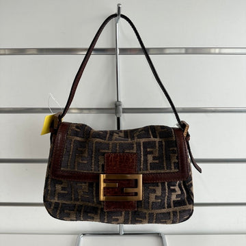 Fendi Zucca Pattern Brown Canvas Shoulder Bag 3764