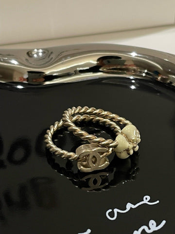 Top Quality Chanel CC Camellia Double Rings Gold Rings