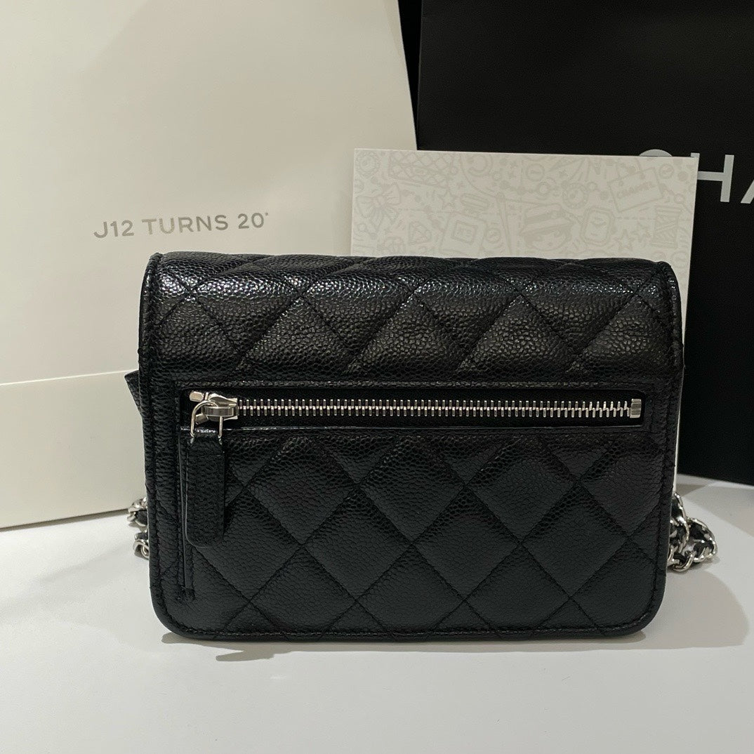 Top Quality Chanel Wallet On Chain Caviar Leather Black Crossbody Bag