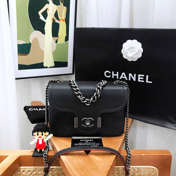 Top Quality Chanel  Flap Black Leather Shoulder Bag