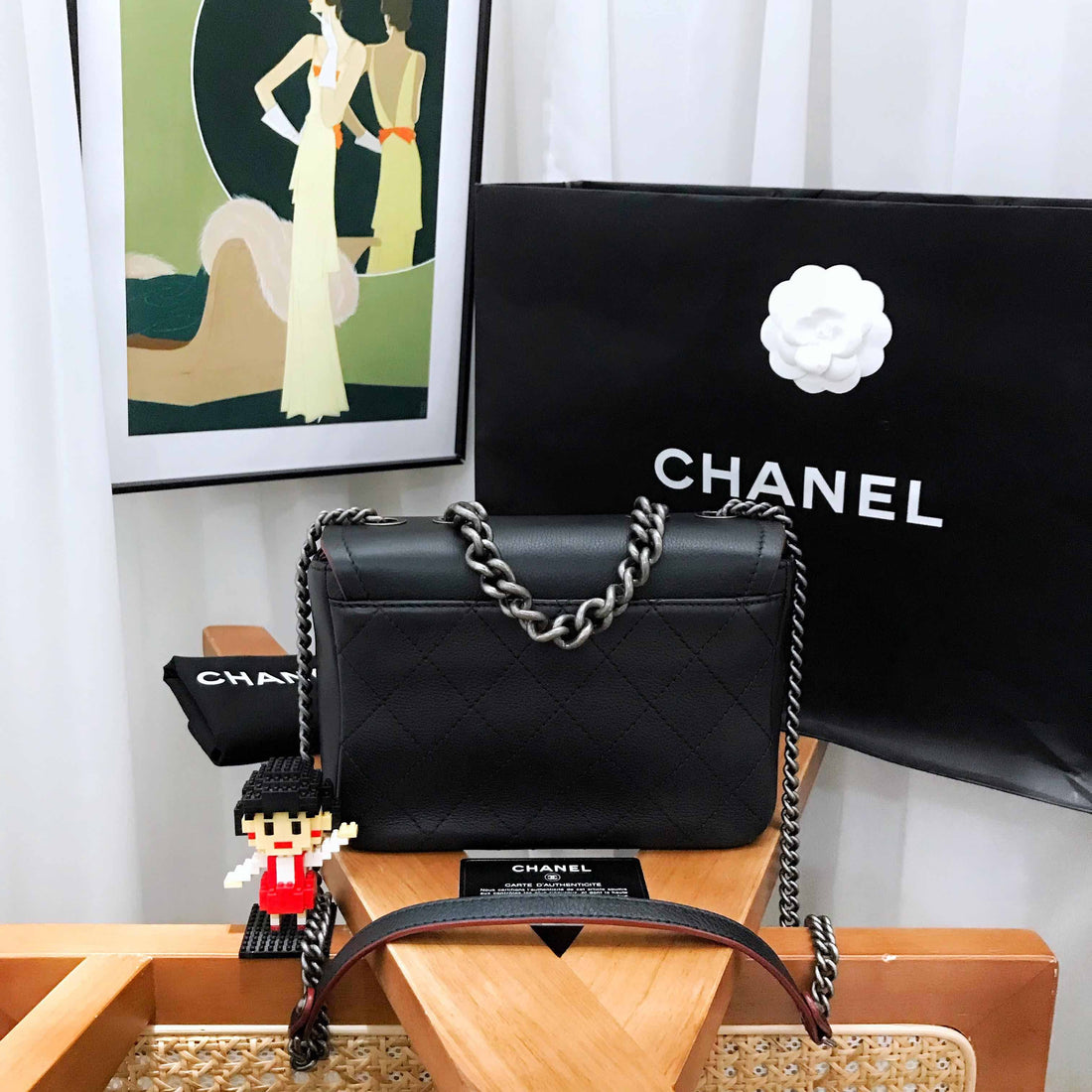 Top Quality Chanel  Flap Black Leather Shoulder Bag