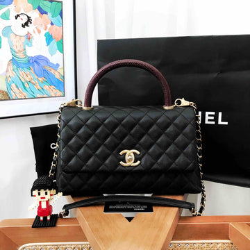 Top Quality Chanel Coco Handle Black Quilted Leather Top Handle Bag