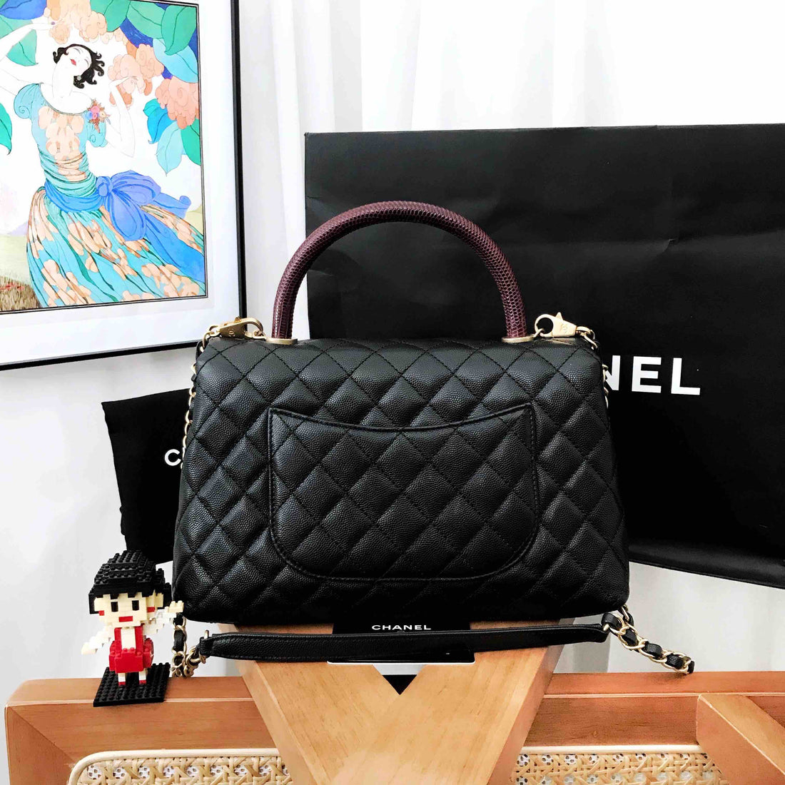Top Quality Chanel Coco Handle Black Quilted Leather Top Handle Bag