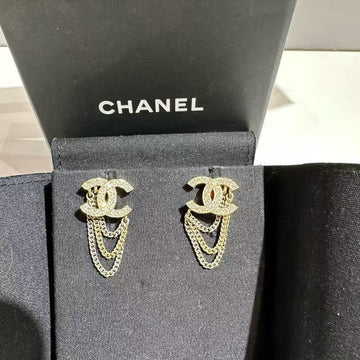 Top Quality Chanel CC Logo Gold Earrings