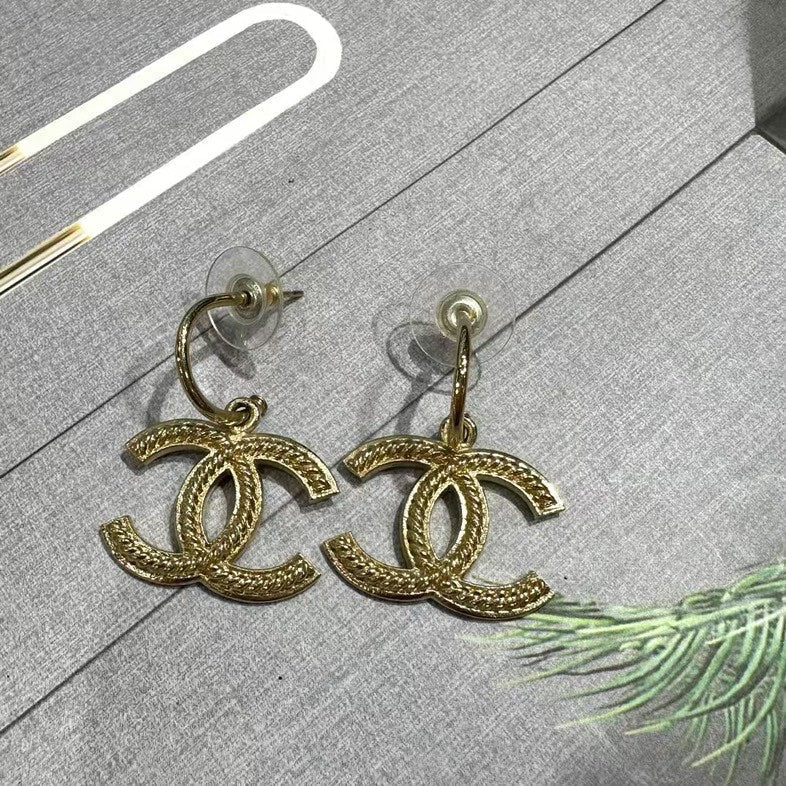 Top Quality Chanel Gold Logo Earrings
