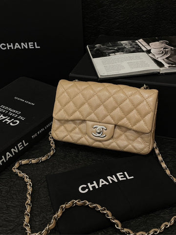 Top Quality Chanel Caviar Flap Bag Beige Quilted Shoulder Bag
