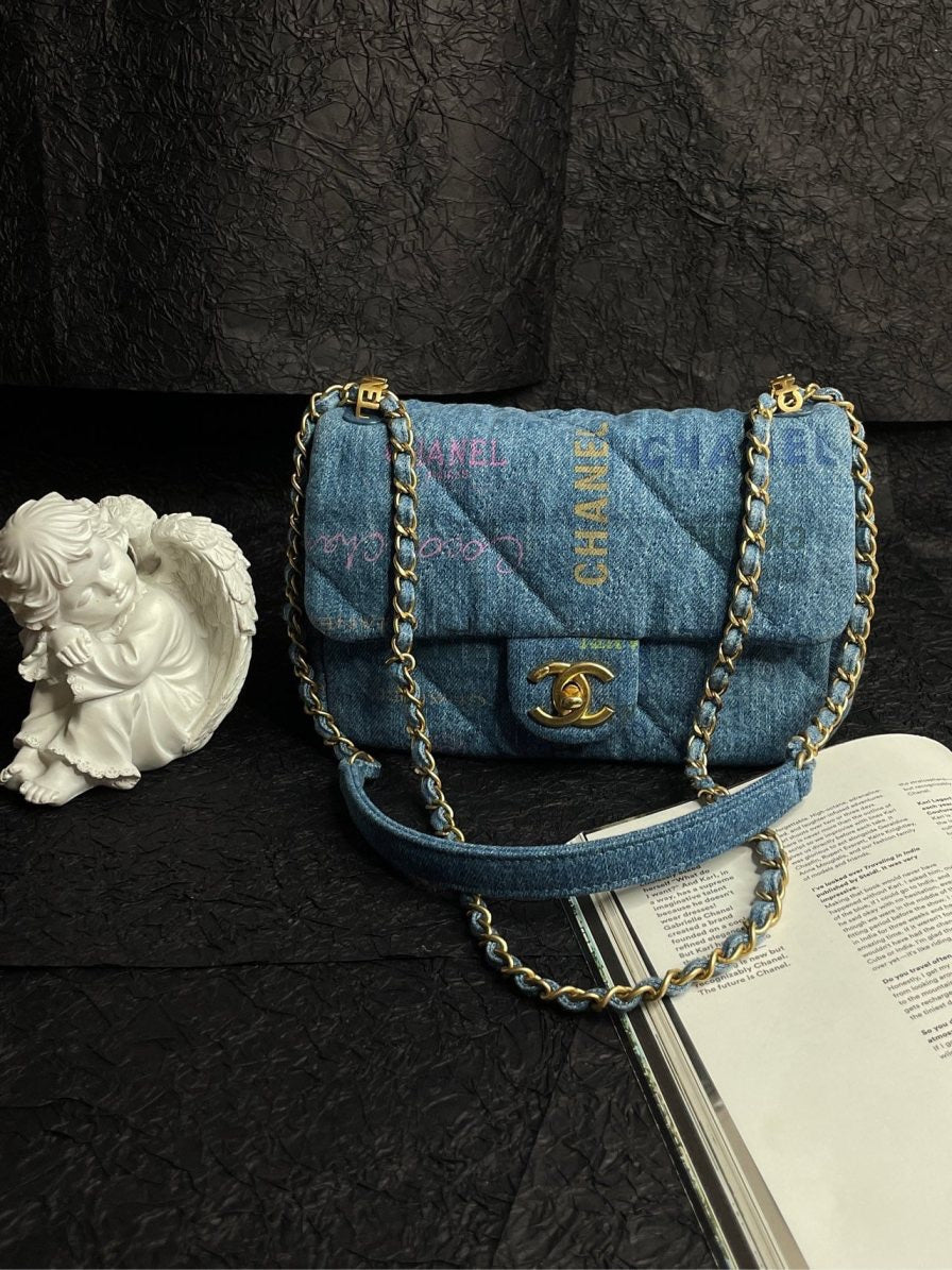 Top Quality Chanel Denim Doodle CF Shoulder Bag - Blue - Shoulder Bag