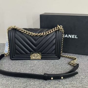 Top Quality Chanel Leboy Medium Shoulder Bag Black Leather
