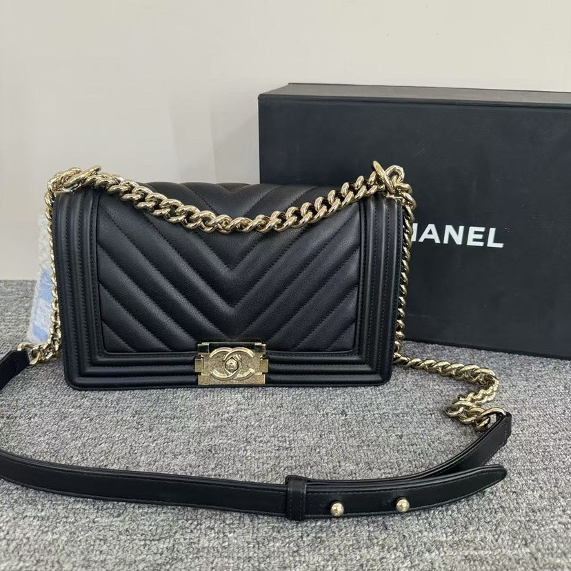 Top Quality Chanel Leboy Medium Shoulder Bag Black Leather