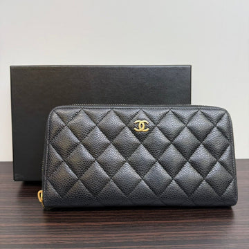 Top Quality Chanel Caviar Leather Zippy Long Wallet Black Wallet LB109177