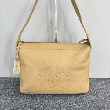 Top Quality Chanel Shoulder Bag Beige Leather