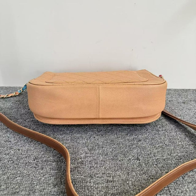 Top Quality Chanel Quilted Shoulder Bag Beige Leather Medium SJZ2-11