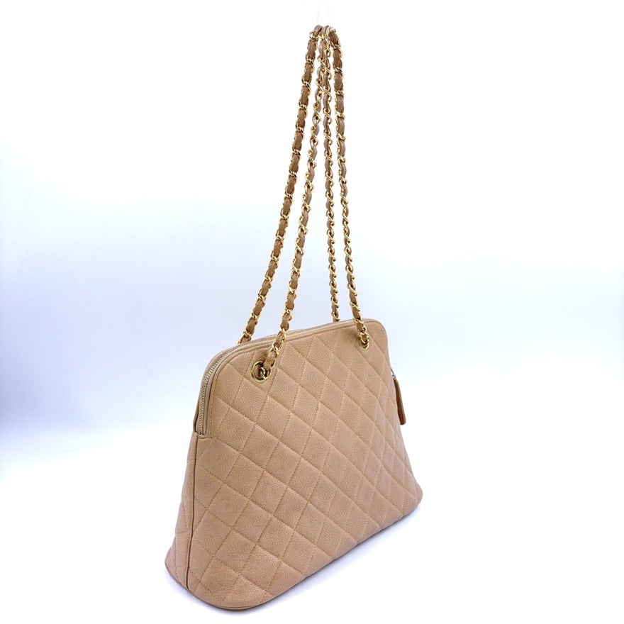 Top Quality Chanel Caviar Leather Chain Shoulder Bag Beige LB109192