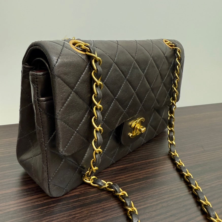 Top Quality Chanel Lambskin Classic Double Flap Bag Black Shoulder Bag Small Series 3 1994-96 LB109183
