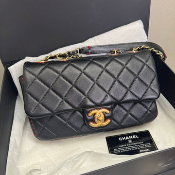 Top Quality Chanel Timeless Flap Bag Black Lambskin Shoulder Bag
