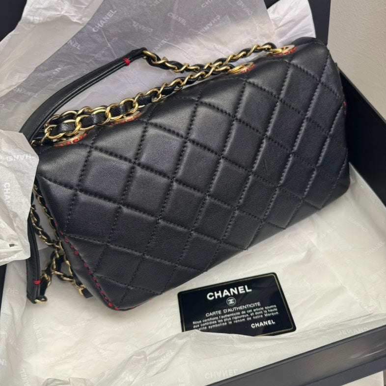 Top Quality Chanel Timeless Flap Bag Black Lambskin Shoulder Bag