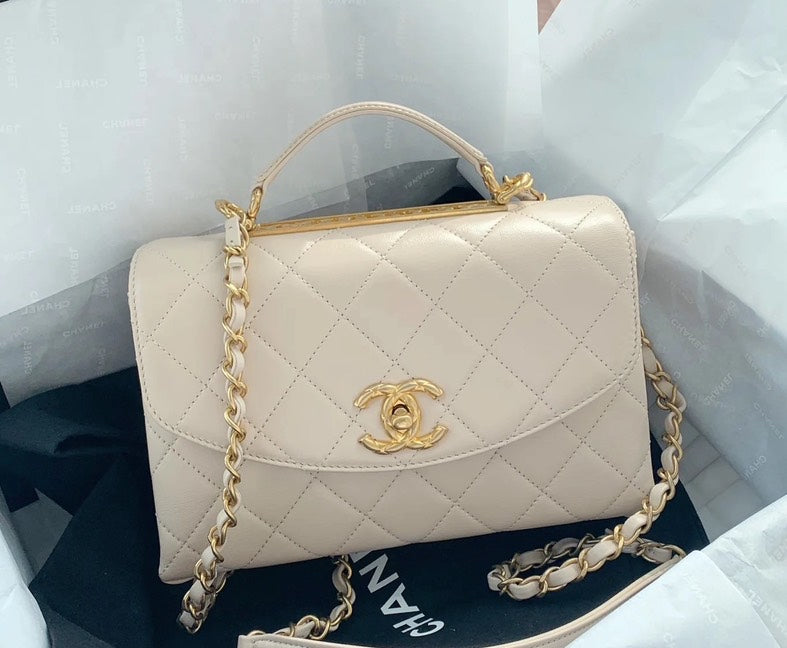‚ú®FULL SET  Top Quality Chanel Top Handle Bag Beige
