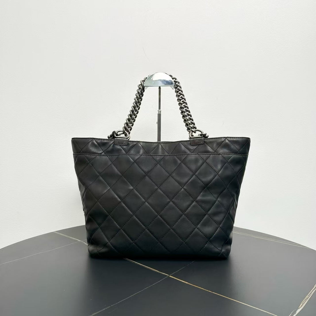 Top Quality Chanel Quilted Tote Bag Black Leather Large