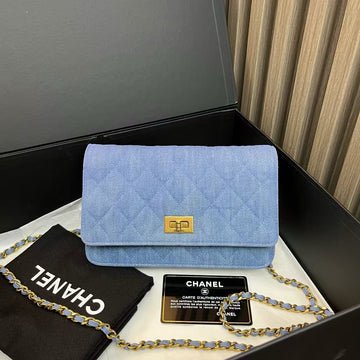 Chanel Denim Quilted Blue Crossbody Bag 2016