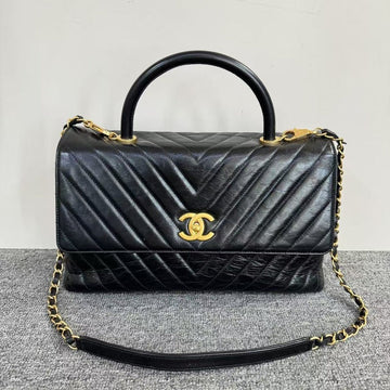 Chanel Coco Handle Bag Black Leather Satchel/Top Handle Bag