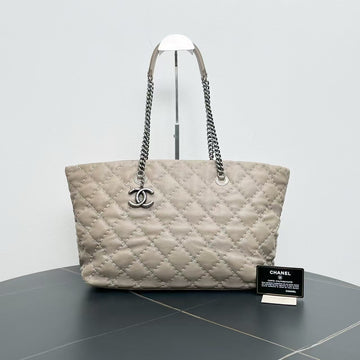 Chanel Quilted Beige Leather Tote Bag