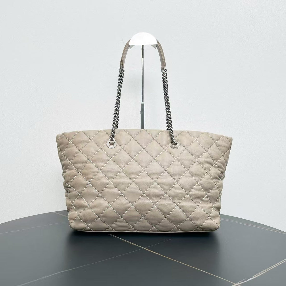 Top Quality Chanel Quilted Beige Leather Tote Bag