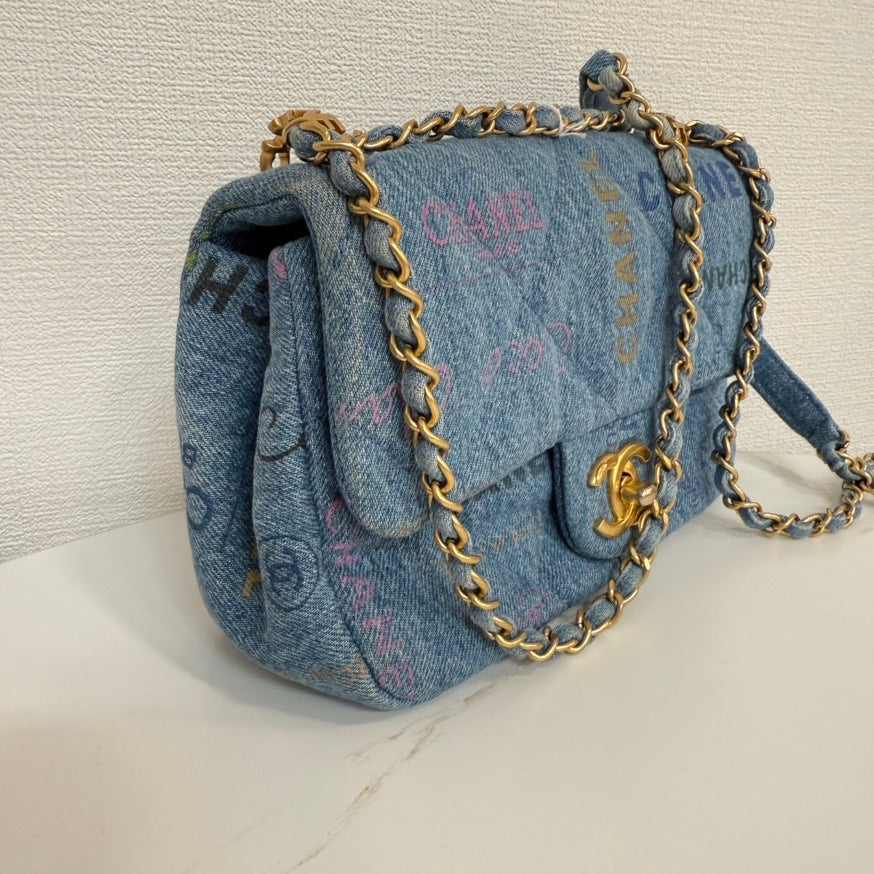 Chanel Denim Single Flap Chain Bag - Blue Shoulder Bag FM0060