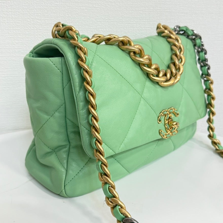 Top Quality Chanel 19 Calfskin 2way Chain Bag in Mint Green Shoulder Bag