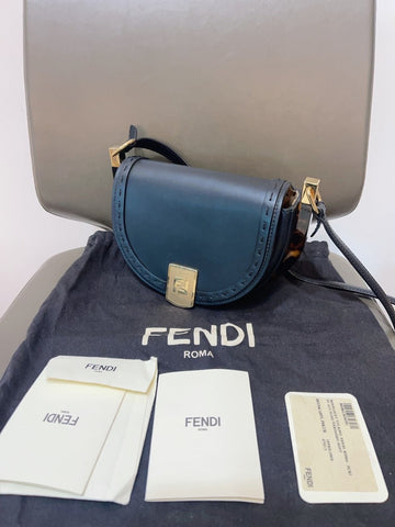 Fendi Moonlight Vit.King Roma Blue Leather Shoulder Bag