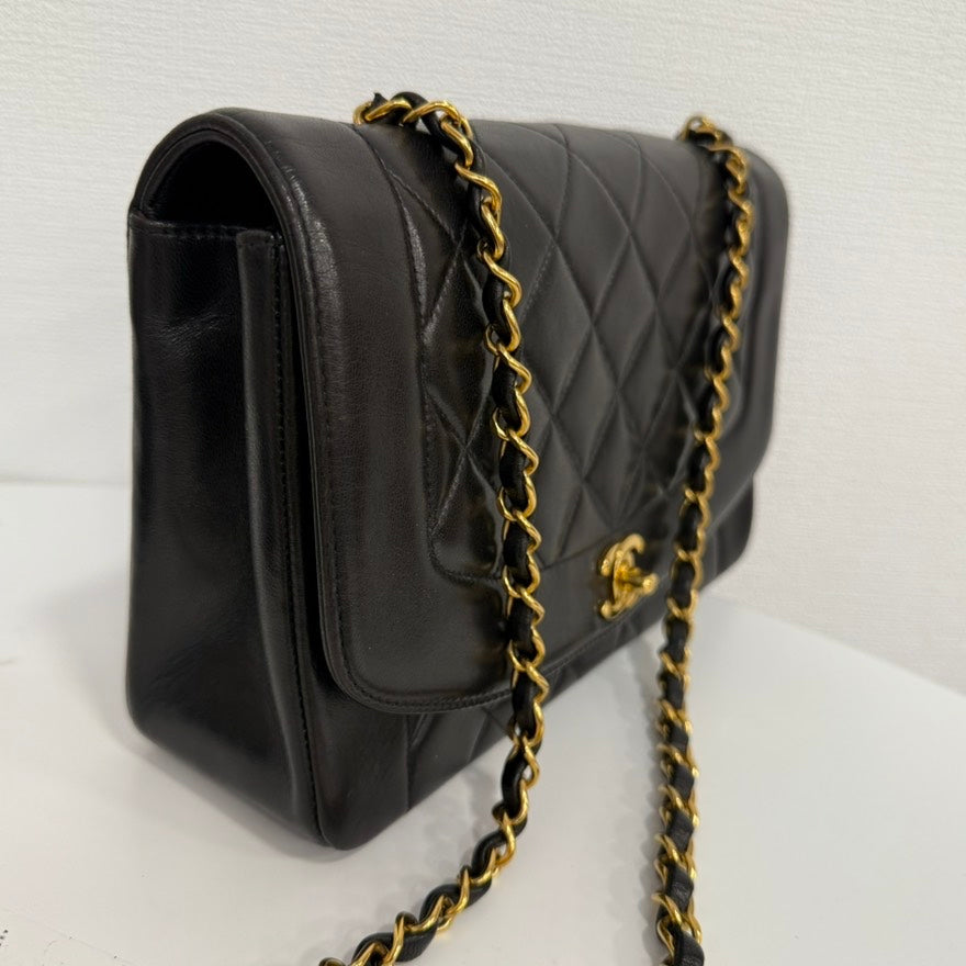 Chanel  Lambskin Diana Chain Crossbody Bag Black FM0028