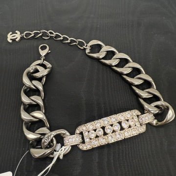 Top Quality Chanel Rhinestone Chain Choker B14C FM9031 Silver Necklace