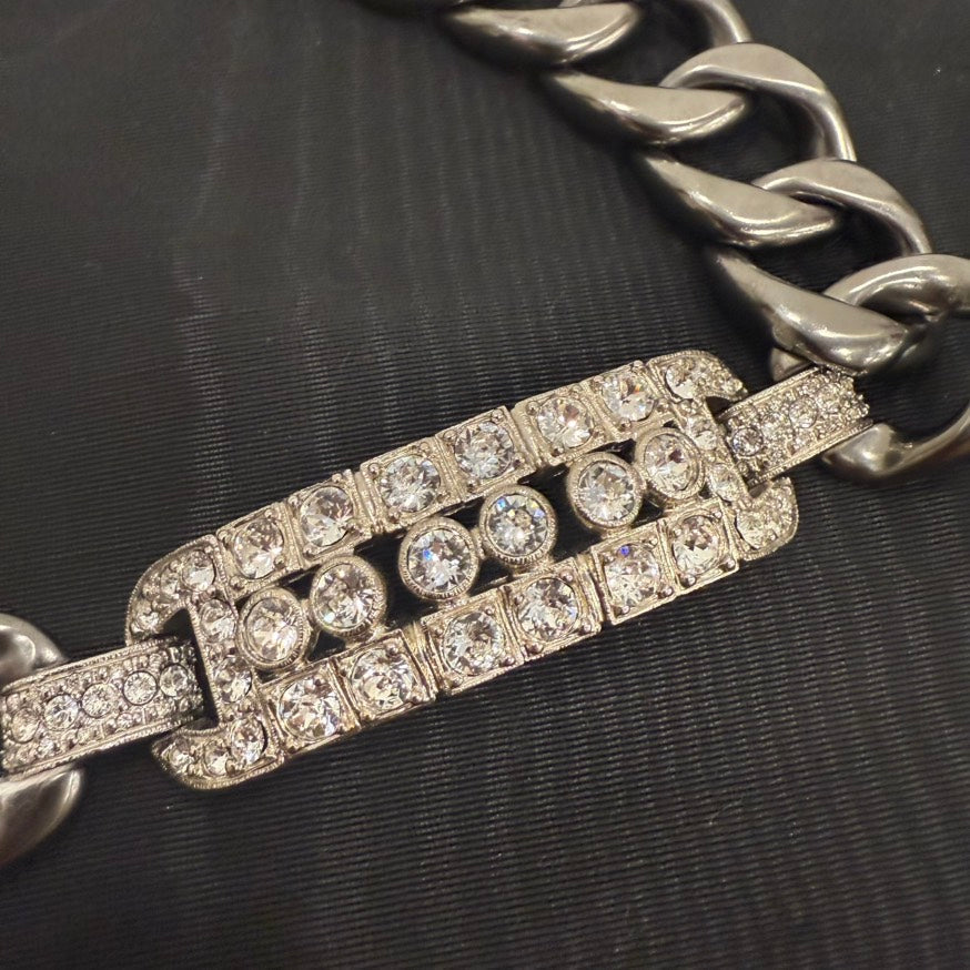 Top Quality Chanel Rhinestone Chain Choker B14C FM9031 Silver Necklace