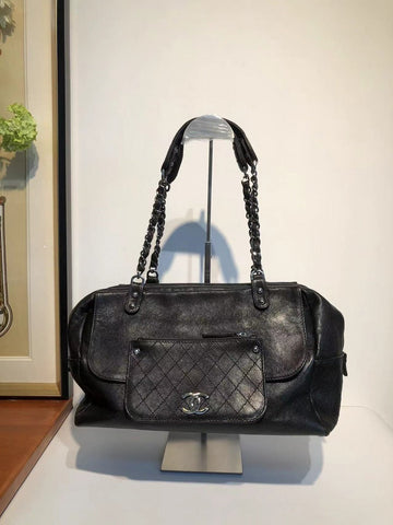 Chanel Black Boston Bag - Classic Black Leather Shoulder Bag