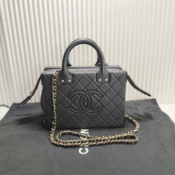 Chanel Quilted Black Leather Top Handle Bag 12255627