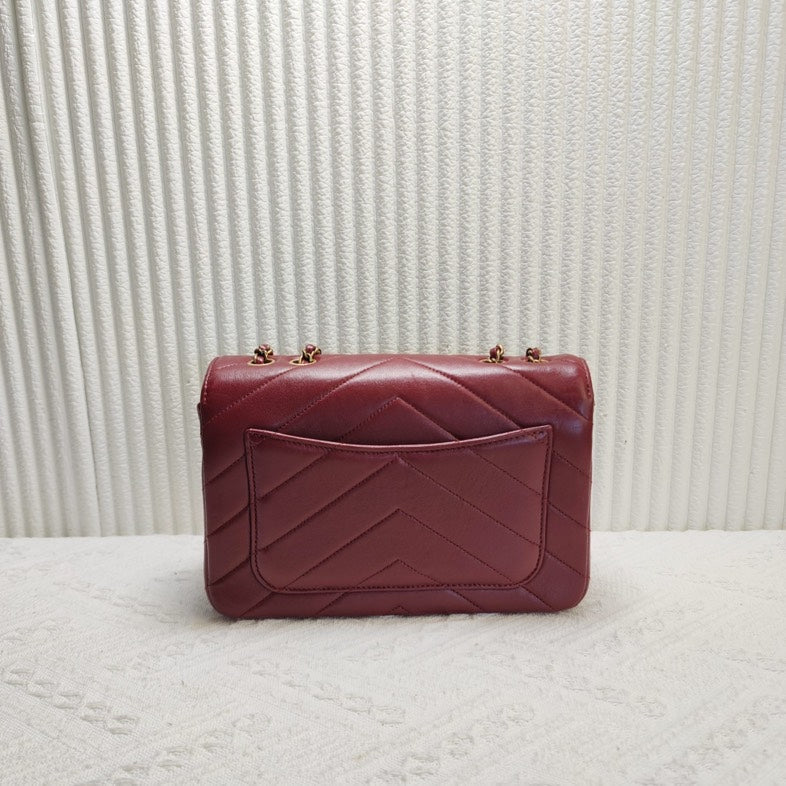 Top Quality Chanel Chevron Quilted Burgundy Leather Shoulder Bag 12201362
