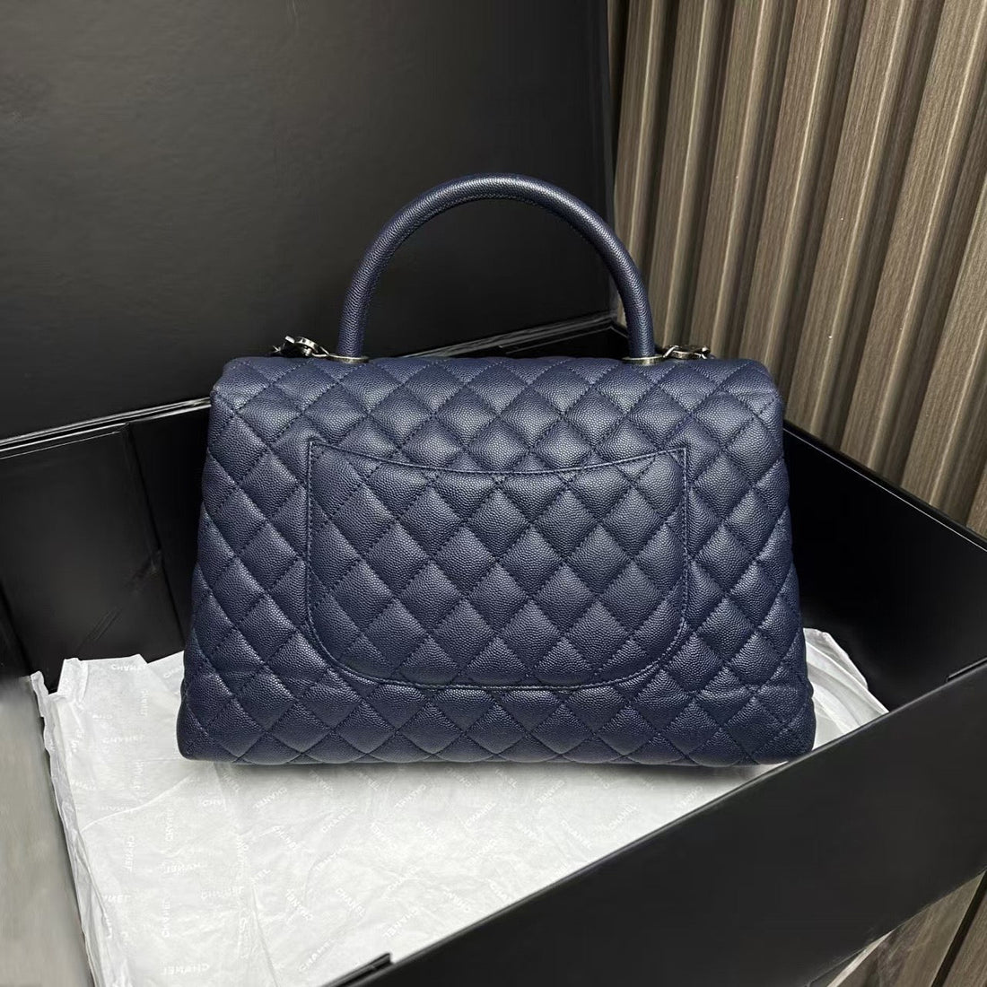 Chanel Coco Handle Large Navy Top Handle Bag