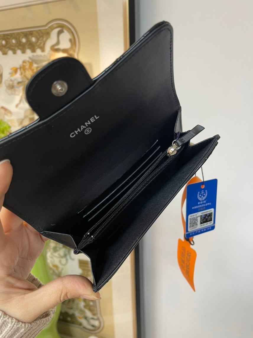 Top Quality Chanel Patent Leather Wallet #4D in Black